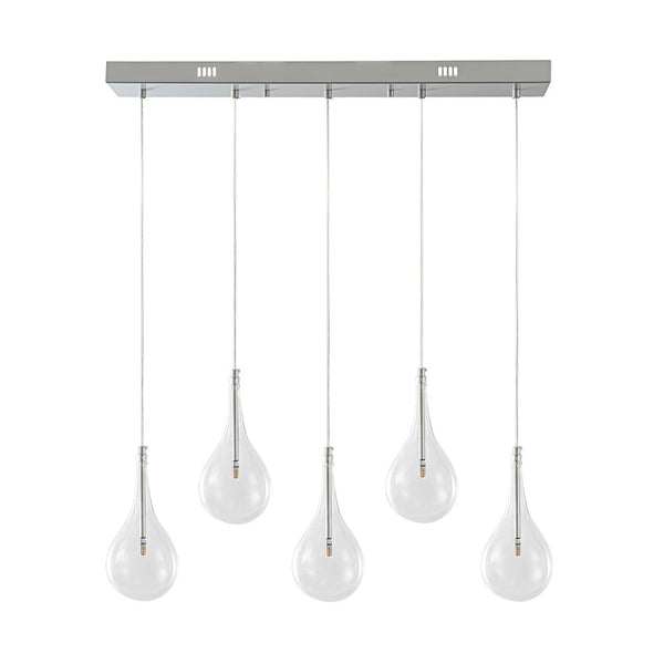 Chandelierias - Modern Sliver 5 - Light Clear Balloon Glass Bubble Chandelier For Dining Room Entryway - Chandelier - Round -