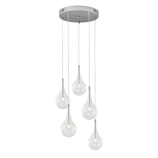 Chandelierias - Modern Sliver 5 - Light Clear Balloon Glass Bubble Chandelier For Dining Room Entryway - Chandelier - Round -