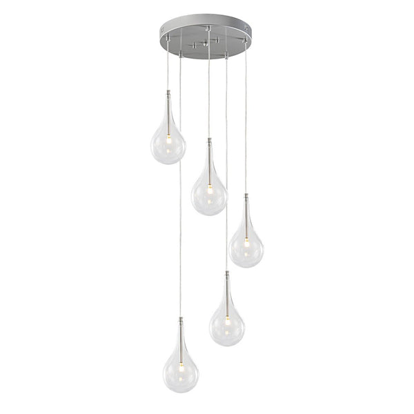 Chandelierias - Modern Sliver 5 - Light Clear Balloon Glass Bubble Chandelier For Dining Room Entryway - Chandelier - Round -