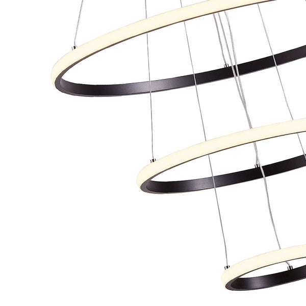 Chandelierias - Modern Tripple Circle LED Chandelier For Living Room - Chandelier - Black (Back - order & Arrive in 2 - 3 Weeks) -