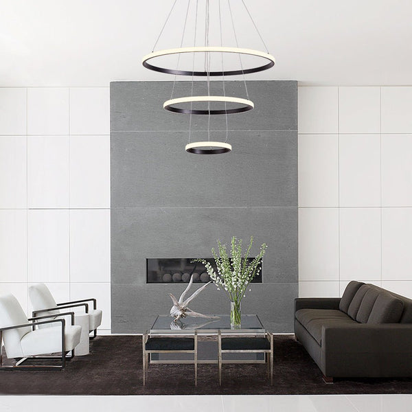 Chandelierias - Modern Tripple Circle LED Chandelier For Living Room - Chandelier - Black (Back - order & Arrive in 2 - 3 Weeks) -