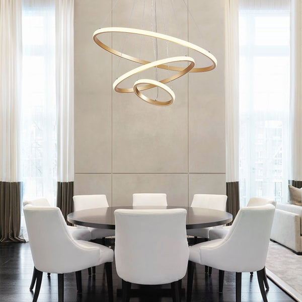 Chandelierias - Modern Tripple Circle LED Chandelier For Living Room - Chandelier - Gold (Back - order & Arrive in 2 - 3 Weeks) -