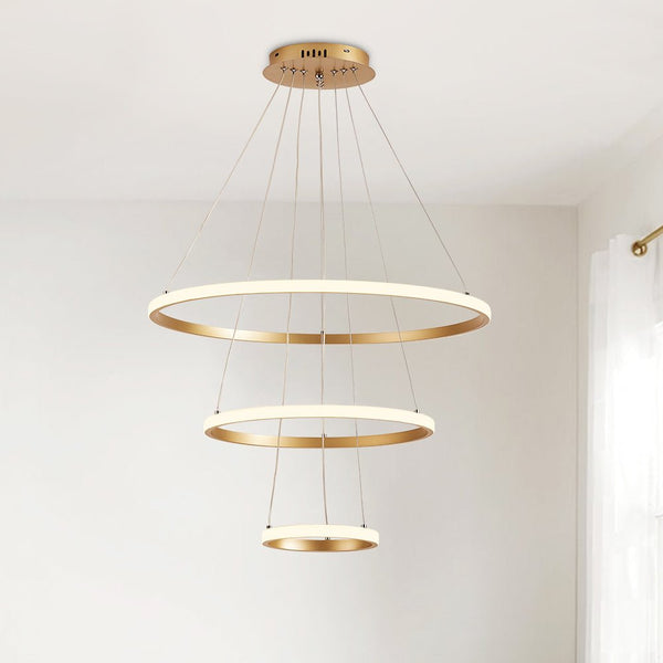 Chandelierias - Modern Tripple Circle LED Chandelier For Living Room - Chandelier - Gold (Back - order & Arrive in 2 - 3 Weeks) -