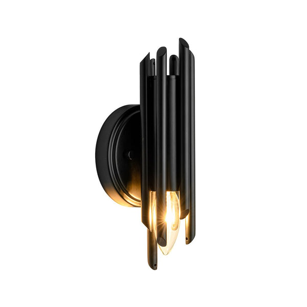 Chandelierias - Modern Venini Style 1 - Light Stacked Metal Tube Wall Sconce - Wall Light - Matte Black -