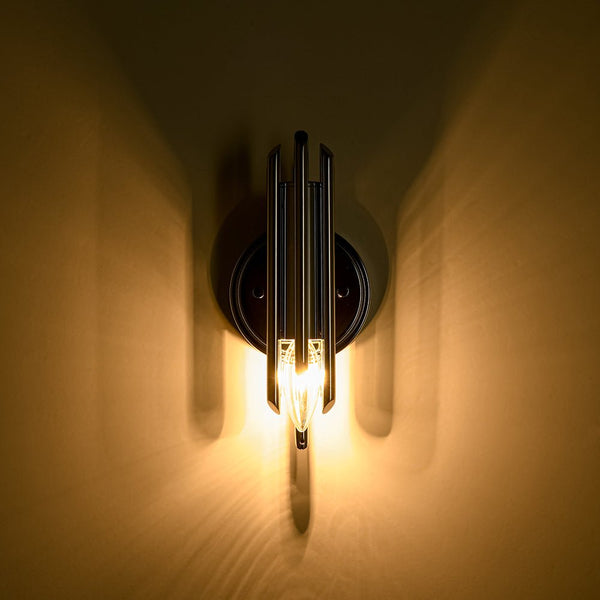 Chandelierias - Modern Venini Style 1 - Light Stacked Metal Tube Wall Sconce - Wall Light - Matte Black -
