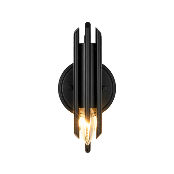 Chandelierias - Modern Venini Style 1 - Light Stacked Metal Tube Wall Sconce - Wall Light - Matte Black -