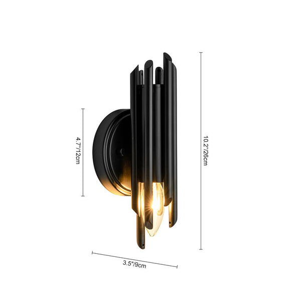 Chandelierias - Modern Venini Style 1 - Light Stacked Metal Tube Wall Sconce - Wall Light - Matte Black -