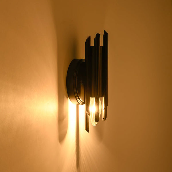 Chandelierias - Modern Venini Style 1 - Light Stacked Metal Tube Wall Sconce - Wall Light - Matte Black -
