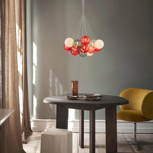 Chandelierias - Multi - color Ribbed Glass Cluster Bubble Chandelier - Chandelier - 16 - Light -