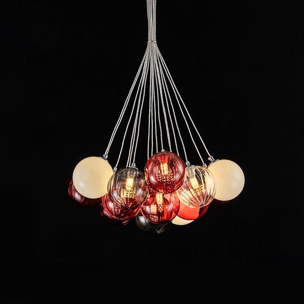 Chandelierias - Multi - color Ribbed Glass Cluster Bubble Chandelier - Chandelier - 19 - Light -