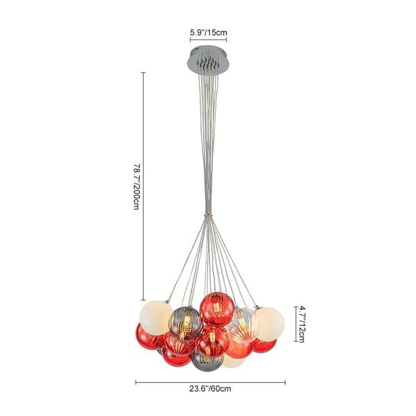 Chandelierias - Multi - color Ribbed Glass Cluster Bubble Chandelier - Chandelier - 19 - Light -