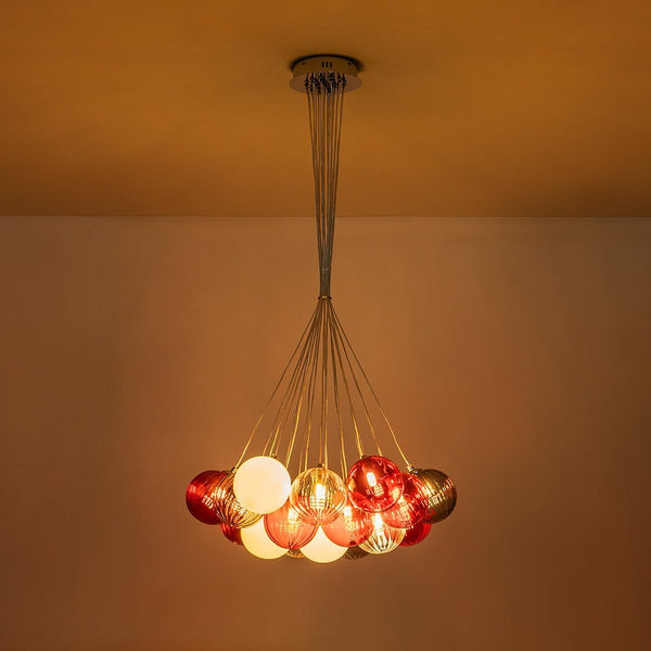 Chandelierias - Multi - color Ribbed Glass Cluster Bubble Chandelier - Chandelier - 19 - Light -