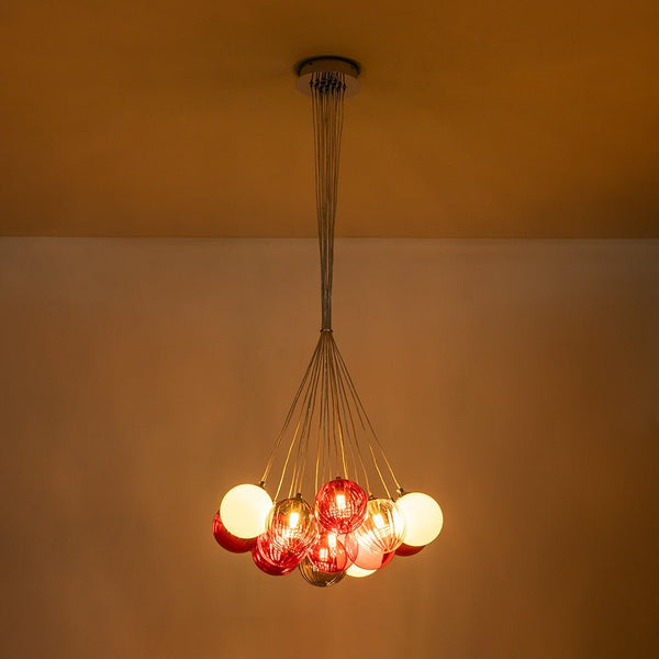Chandelierias - Multi - color Ribbed Glass Cluster Bubble Chandelier - Chandelier - 19 - Light -