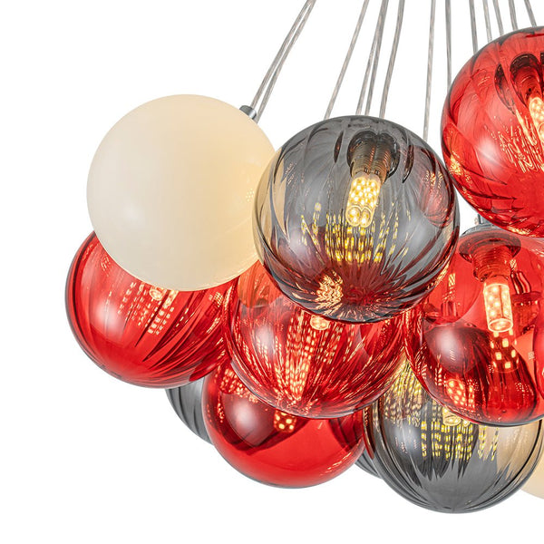 Chandelierias - Multi - color Ribbed Glass Cluster Bubble Chandelier - Chandelier - 19 - Light -