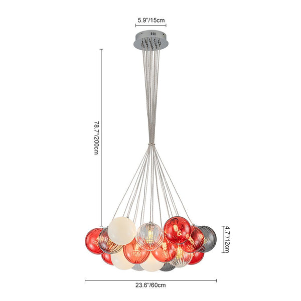 Chandelierias - Multi - color Ribbed Glass Cluster Bubble Chandelier - Chandelier - 19 - Light -