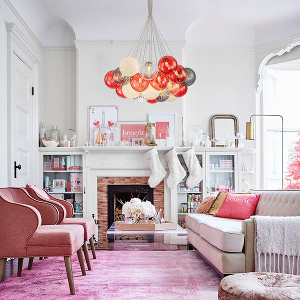 Chandelierias - Multi - color Ribbed Glass Cluster Bubble Chandelier - Chandelier - 19 - Light -