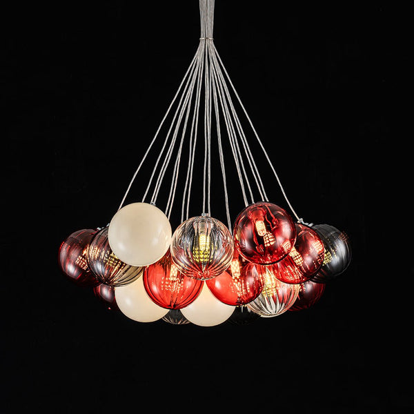 Chandelierias - Multi - color Ribbed Glass Cluster Bubble Chandelier - Chandelier - 19 - Light -