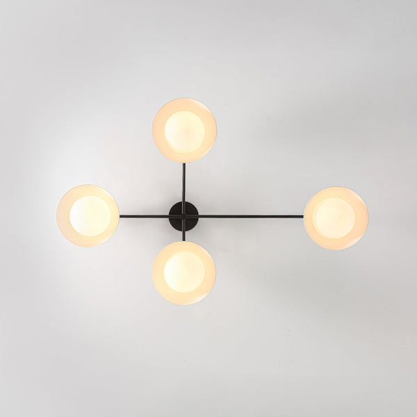 Chandelierias - Nordic 4 - Light Frosted Glass Blooming - bud Linear Semi - flush Mount - Semi Flush - Black -