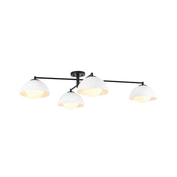 Chandelierias - Nordic 4 - Light Frosted Glass Blooming - bud Linear Semi - flush Mount - Semi Flush - Black -