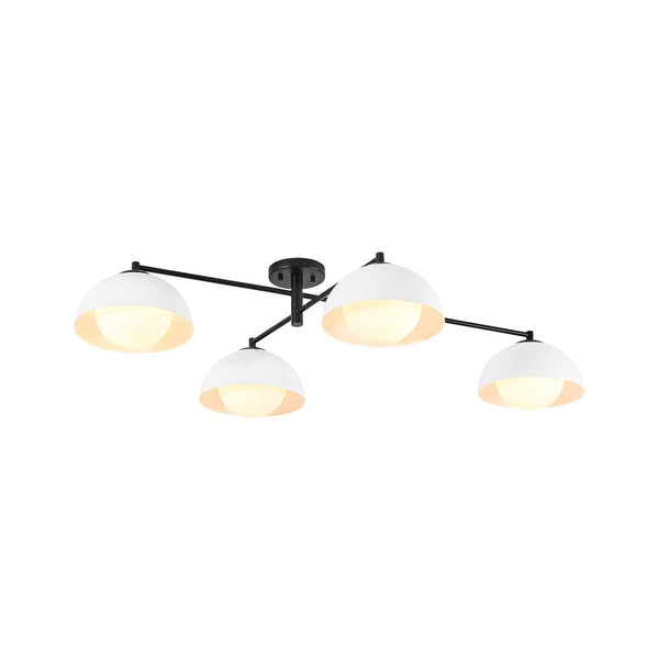Chandelierias - Nordic 4 - Light Frosted Glass Blooming - bud Linear Semi - flush Mount - Semi Flush - Black -