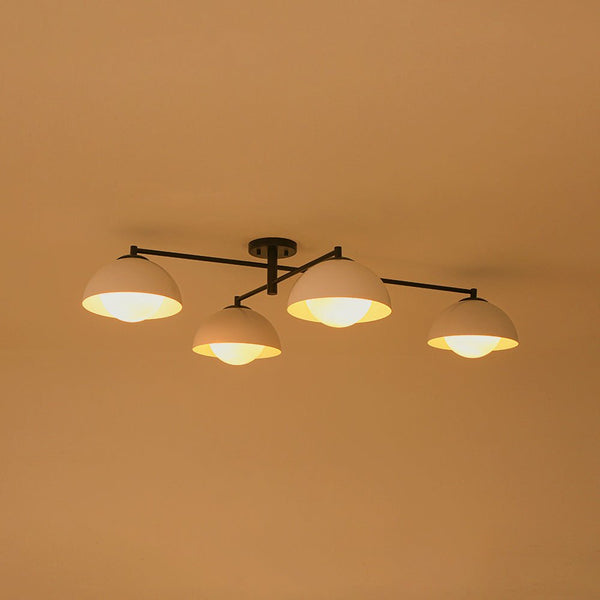 Chandelierias - Nordic 4 - Light Frosted Glass Blooming - bud Linear Semi - flush Mount - Semi Flush - Black -