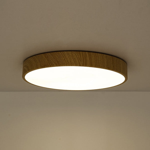 Chandelierias-Nordic Faux Wood Grain 5CCT Dimmable LED Round Flush Mount-Flush Mount-Dark Walnut-