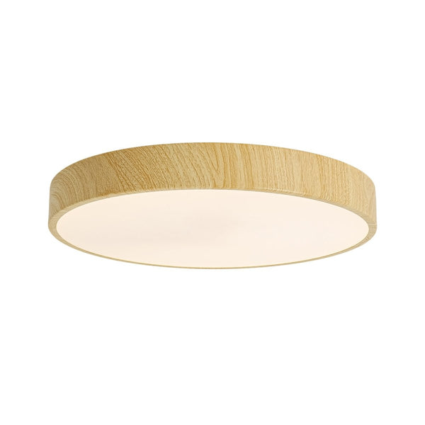Chandelierias-Nordic Faux Wood Grain 5CCT Dimmable LED Round Flush Mount-Flush Mount-Dark Walnut-