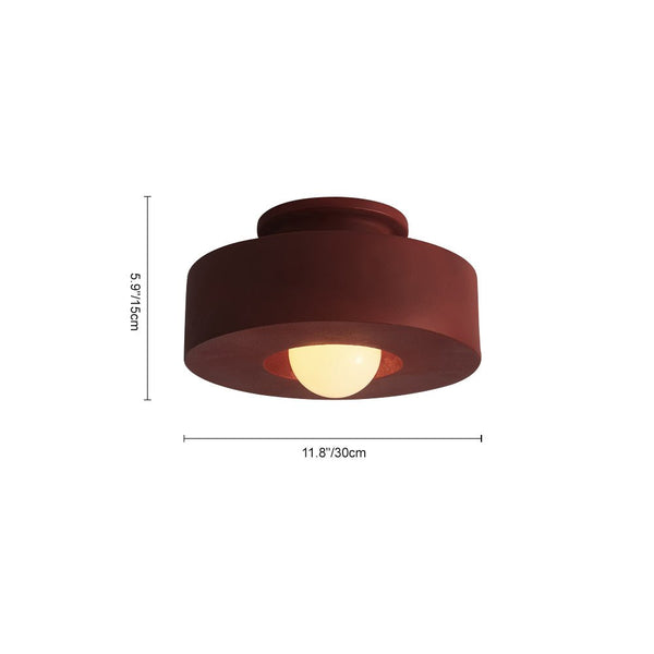 Chandelierias - Nordic Frosted Glass 1 - Light Hat - shape Semi - Flush Mount - Semi Flush - Burgundy -