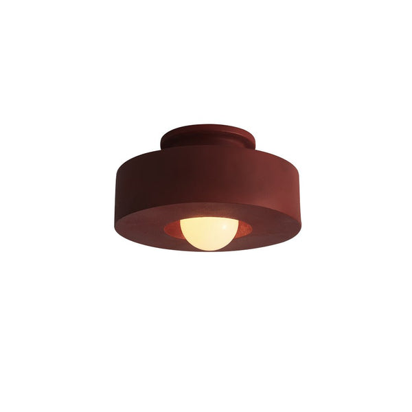 Chandelierias - Nordic Frosted Glass 1 - Light Hat - shape Semi - Flush Mount - Semi Flush - Burgundy -