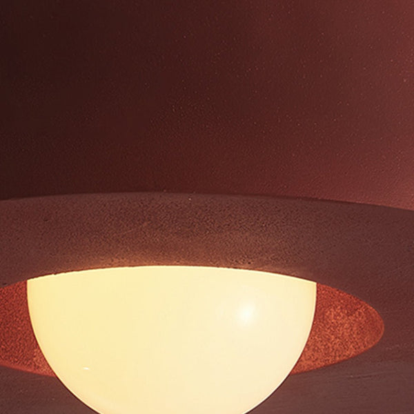 Chandelierias - Nordic Frosted Glass 1 - Light Hat - shape Semi - Flush Mount - Semi Flush - Burgundy -