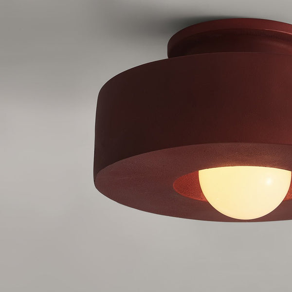 Chandelierias - Nordic Frosted Glass 1 - Light Hat - shape Semi - Flush Mount - Semi Flush - Burgundy -