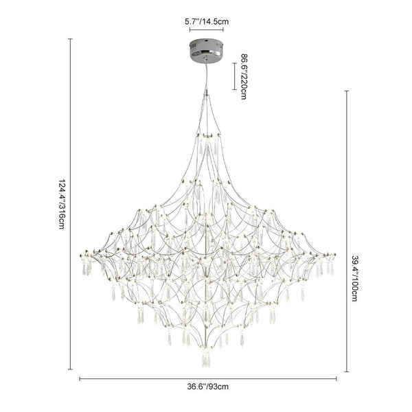 Chandelierias - Nordic Style Luxury Firefly Geometric Stainless Steel LED Crystal Chandelier - Chandelier - Starry Small Waist -