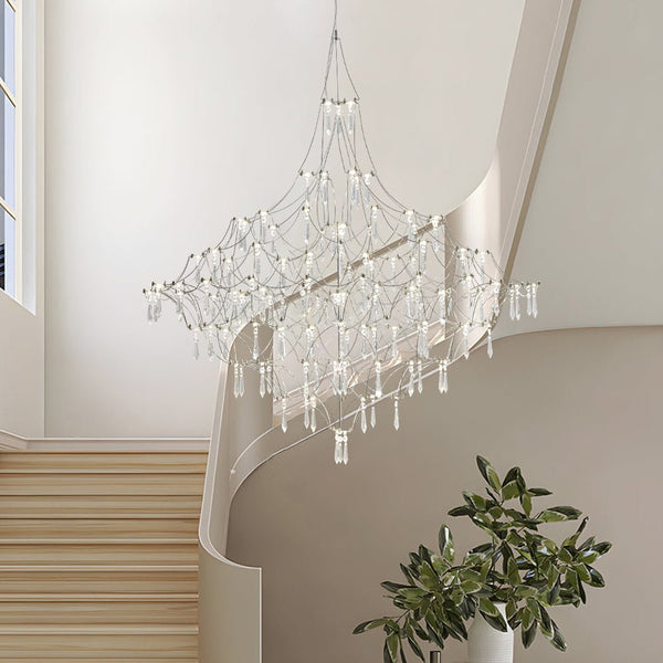 Chandelierias - Nordic Style Luxury Firefly Geometric Stainless Steel LED Crystal Chandelier - Chandelier - Starry Small Waist -