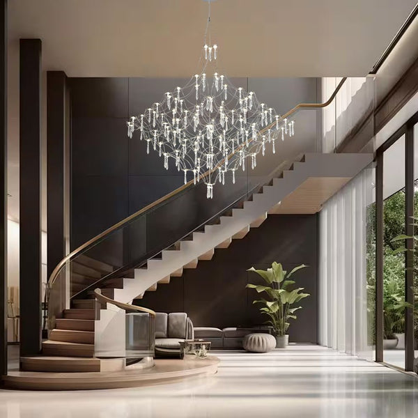 Chandelierias - Nordic Style Luxury Firefly Geometric Stainless Steel LED Crystal Chandelier - Chandelier - Starry Small Waist -