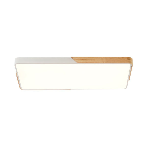 Chandelierias - Nordic - style Wood Trim Dimmable Rectangular Led Flush Mount - Flush Mount - White -