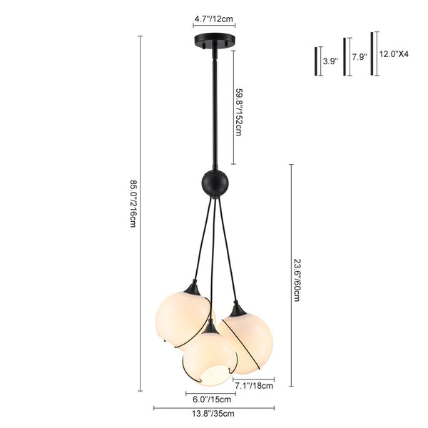 Chandelierias-Novel Ivory Hand Blown Glass Cluster Chandelier-Chandeliers-3 Bulbs-