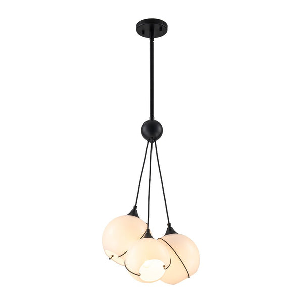 Chandelierias-Novel Ivory Hand Blown Glass Cluster Chandelier-Chandeliers-3 Bulbs-