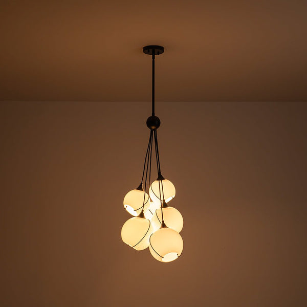 Chandelierias - Novel Ivory Hand Blown Glass Cluster Chandelier - Chandeliers - 6 Bulbs -
