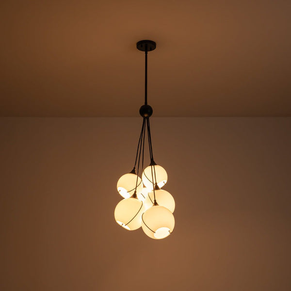 Chandelierias - Novel Ivory Hand Blown Glass Cluster Chandelier - Chandeliers - 6 Bulbs -