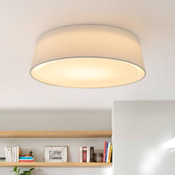Chandelierias - Off - white Linen Lampshade Dimmable LED Flush Mount Ceiling Light - Flush Mount -