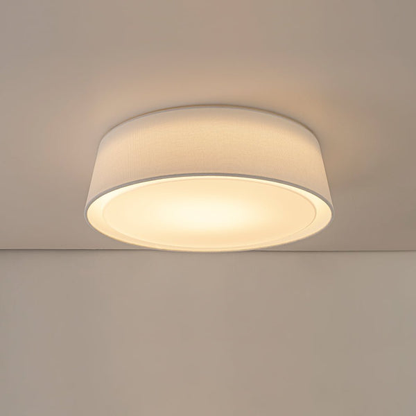Chandelierias - Off - white Linen Lampshade Dimmable LED Flush Mount Ceiling Light - Flush Mount -