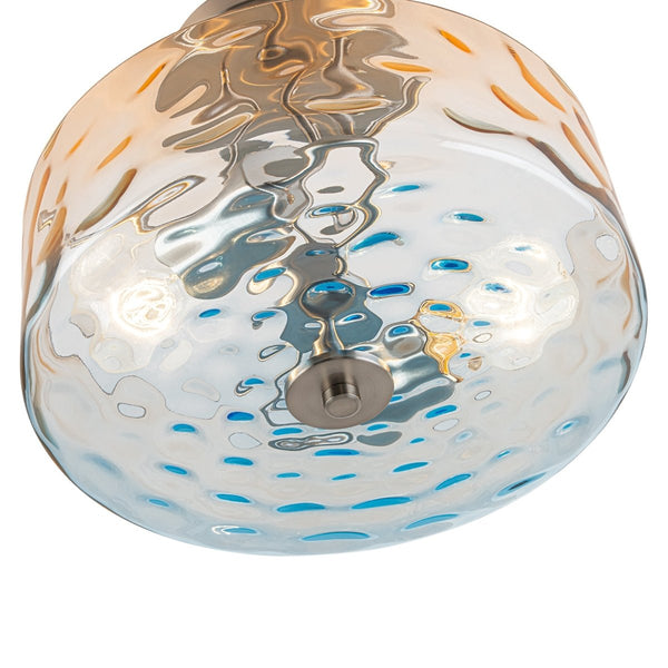Chandelierias-Ombre 2-Light Hammer Glass Drum Semi-Flush Mount-Semi Flush-Nickel-