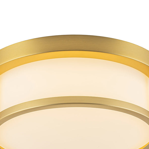 Chandelierias-Opaque Frosted Glass Dimmable LED Drum Framed Flush Mount-Flush Mount-Brass-