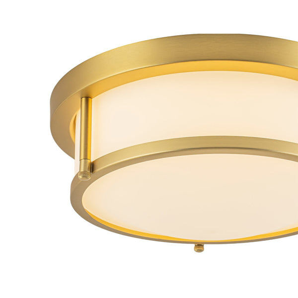 Chandelierias-Opaque Frosted Glass Dimmable LED Drum Framed Flush Mount-Flush Mount-Brass-