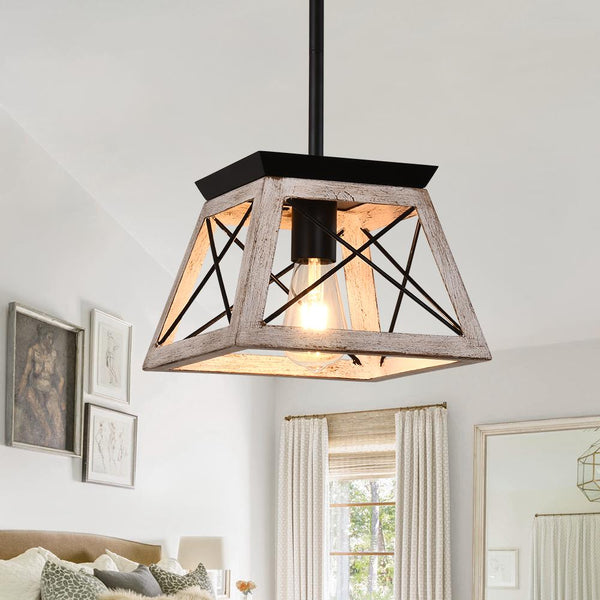 Chandelierias - Open Box - Farmhouse Wood - Like Single Pendant Light - Pendant - Off - White -