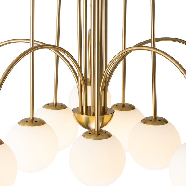 Chandelierias-Open Box - Mid-century 10-Light Frosted Glass Globe Curved Chandelier-Chandeliers-Black-10 Bulbs