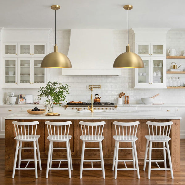 Chandelierias - Open Box - Mid - Century Dome Brass Pendant Light - Pendant -