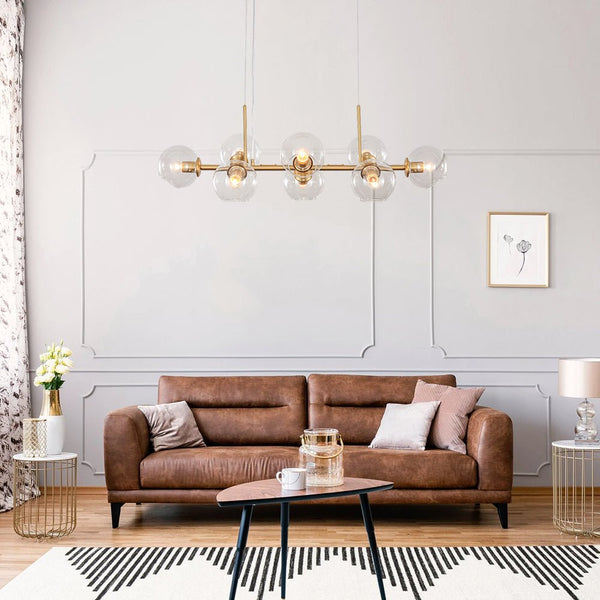 Chandelierias - Open Box - Mid - Century Modern Glass Globe Linear Chandelier - Chandelier - Black -