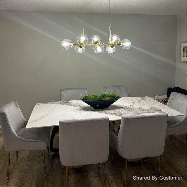 Chandelierias - Open Box - Mid - Century Modern Glass Globe Linear Chandelier - Chandelier - Black -