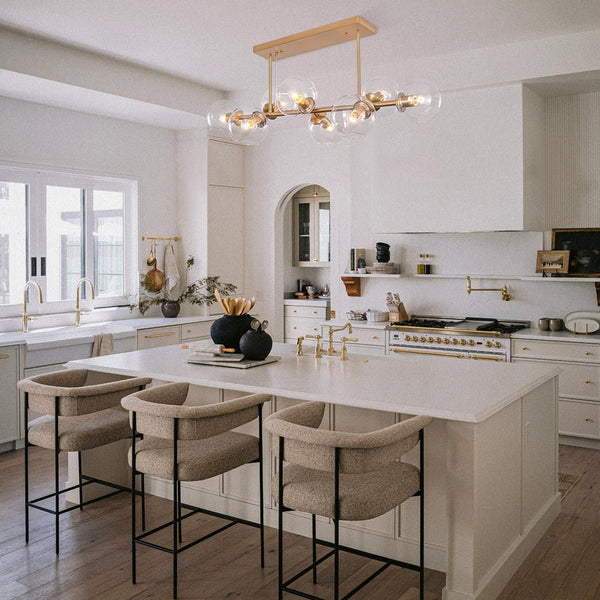 Chandelierias - Open Box - Mid - Century Modern Glass Globe Linear Chandelier - Chandelier - Black -